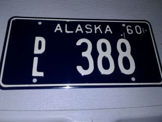 1960 Vintage Very Rare Nos Alaska Dealer License Plate - Car Tag Dl 388