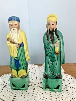 Set Vintage Chinese Asian Oriental Ceramic Men Man Figurine Statue China 8 "