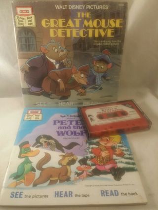 Disney Peter & The Wolf / Great Mouse Detective Read Along Cassette And Books