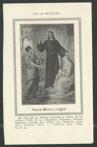 Holy Card Antique De Santa Marta Santino Image Pieuse Estamoa