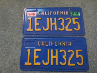 1969 - 1986 California License Plate Pair
