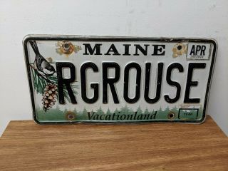 Maine 2010 Stickered Vanity License Plate Rgrouse Grouse Hunter Hunting Bird