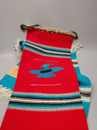 Chimayo Blanket handwoven aceves weavers 100 wool pair thunderbird mexico 3