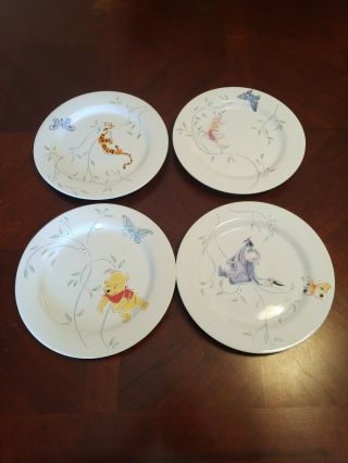 Set 4 Disney Winnie The Pooh & Friends 9 " Salad Plates Pooh Eeyore Piglet Tigger