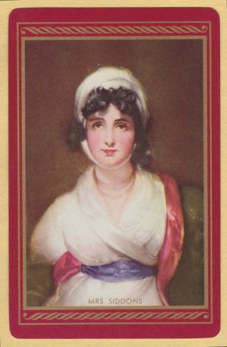 1 Single Vintage Swap/playing Card Named Mrs Siddons Sir Thomas Lawrence Art