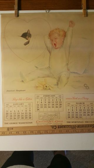 1937 - " Chessie " Cat Calendar: Chesapeake & Ohio Railroad Lines