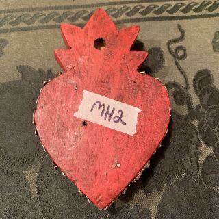 HEARTS - Mexican Milagro Heart - Hand Crafted Wood Milagro Folk Art Heart - MH2 5