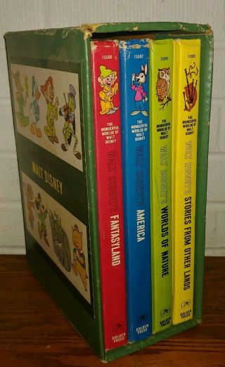 The Wonderful World Of Walt Disney 4 Book Box Set Vintage 1965 Golden Press Hc