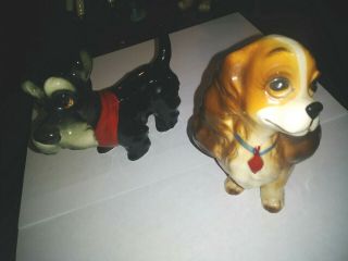 Vintage Walt Disney Ceramic Lady And The Tramp Dog Figurines Japan Lady/scottie