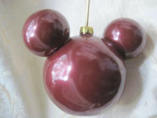 Disney Christmas Ornament Holder Hanger Mickey Mouse Head Burgandy Very Heavy