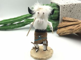 Native American Kachina Doll " Buffalo” Signed Handmade By Indian Artist