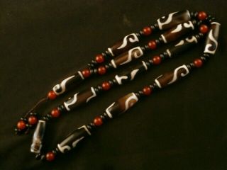 26 Inches Pure Tibetan Agate Dzi As Your Wish Beads Prayer Necklace W004