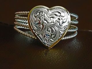 A Truly Gorgeous Heart Bracelet By Montana Silversmiths 2 - 1/2 " X 1 - 3/4 " X 1 - 1/2 "