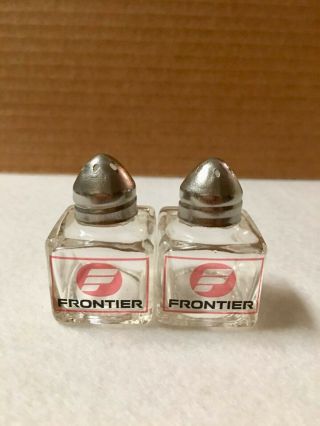 Frontier Airlines Salt & Pepper Glass Shakers 2 " Tall Collectible