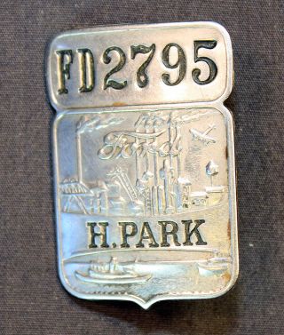 Antique Ford Motor Co.  Employee Badge Highland Park Nickel Brass Fd2795 Vg Cond