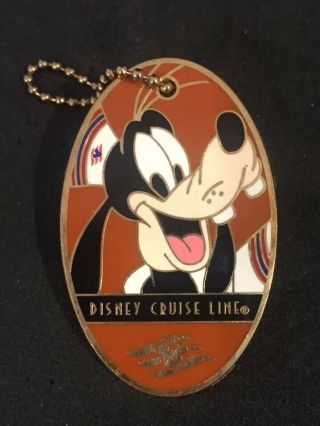 Disney Cruise Line Dcl Luggage Tag With Chain Goofy Pin