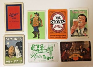 7 Vintage Playing Cards Beer Advertisements Simonds/tiger/heileman/vieuxtemps