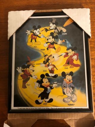 Vintage Mickey Through The Years Poster 8 " X 10 " W/ Frame