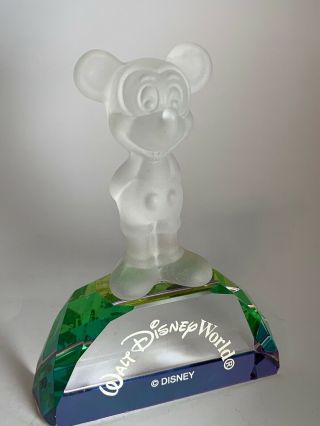 Walt Disney World Mickey Mouse Figurine On Iridescent Faceted Crystal Stand