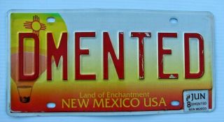 Mexico Balloon Vanity License Plate " Dmented " Demented Crazy Insane Nuts