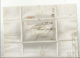 Stampless Folded Letter: 1833 Lyons,  France Black Cds