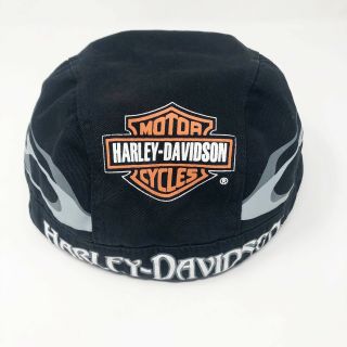Men’s Harley Davidson Motorcycles Biker Cap Head Wrap Do - Rag Black Orange Logo