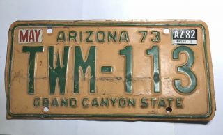 Vintage 1973 Arizona License Plate Twm Grand Canyon State