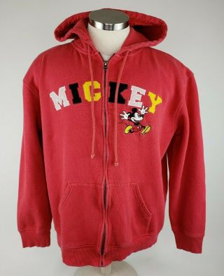 Disney Parks Authentic Mickey Mouse Unisex Red Hoodie Mouse Sz L