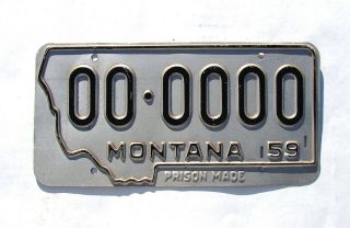 Vintage 1959 Montana Sample License Plate Prison - Made 00 - 0000