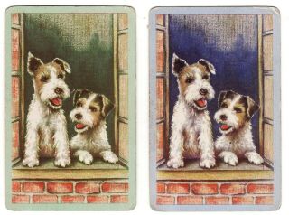 Dogs : Two Doggies In The Window Vintage Swap/playing Cards