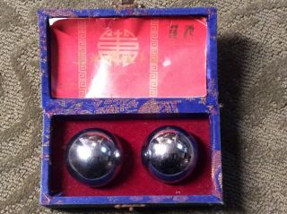 Vintage Chinese Balls Stress Relief Medicine Musical Chime 2 " Steel