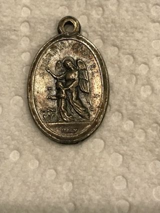 Vintage Guardian Angel,  Catholic Medal,  Pendant,  Italy