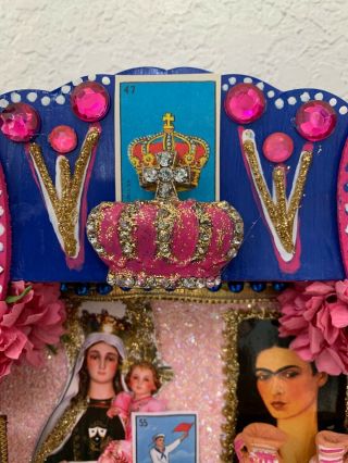 Frida Kahlo Art Mexican Shrine Shadow Box Nicho Kitsch Folk Art 3D Diorama 6’X6’ 7