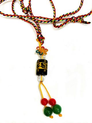 Necklace Pendant Black Crystal Buddhist Prayer Wheel Mantra Om Mani Padme Hum