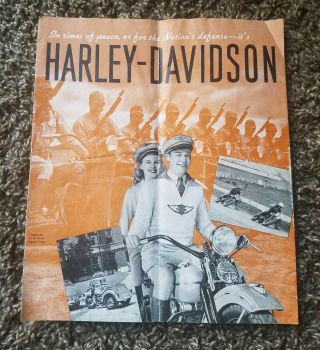 Vintage 1950s Harley Davidson Dealer Brochure Booklet Advertising Sign Side Car