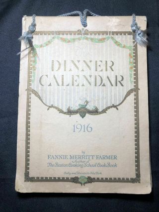 1916 Antique Dinner Calendar Recipes Cookbook Meal Planning Dining Meals Cooking