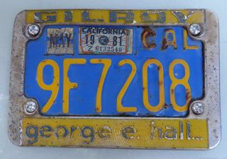 1970 On California Blue Motorcycle Plate Frame Triumph Bsa Norton Hall Gilroy