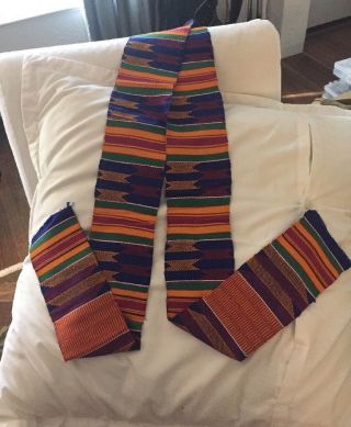Vintage Handwoven Guatemalan Multi Color Striped Sash Belt 72 "