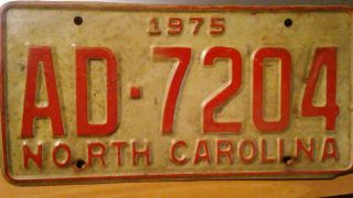 Old Vintage 1975 North Carolina License Plate
