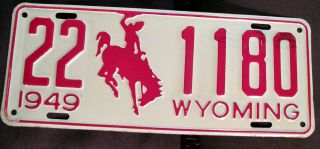 Rare Vintage 1949 Wyoming License Plate 7 Days Only