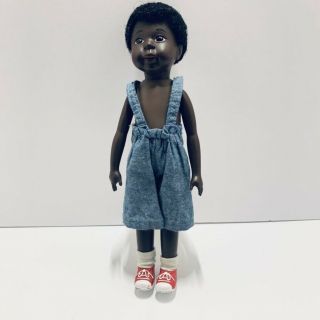 Sandy Dolls,  1995 Vintage African American Black Boy With Blue Dungarees.