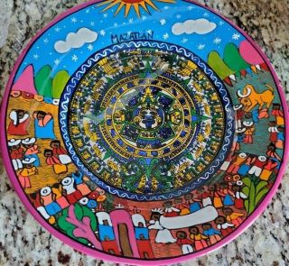 Vintage Story Plate Handmade Clay - Hand Painted Mexican Folk Art 16” Wide X Lrg