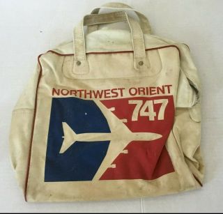 Vintage Northwest Orient Airlines 747 Dc - 10 Carry On Travel Bag Advertising