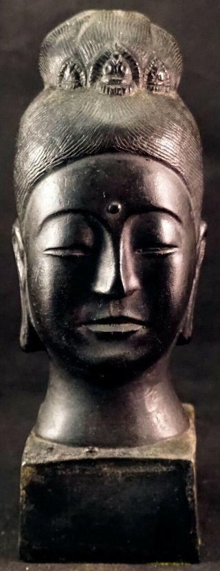 Vintage Black Buddha Head / Bust Sculpture Felt Bottom Some Type Of Resin?