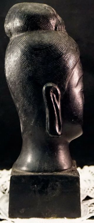 Vintage Black Buddha Head / Bust Sculpture Felt Bottom Some type of Resin? 5