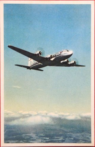Sas Scandinavian Airlines Douglas Dc - 6 Airline - Issued Litho Postcard