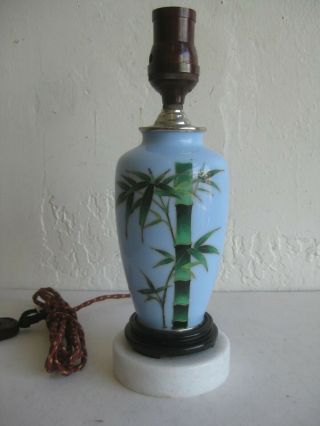 Fine Old Antique Japanese Blue Cloisonne Enamel Lamp Vase W/bamboo Nos?
