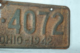 Vintage 1942 Ohio ROW BOAT License Plate,  Tag,  OH,  rw - 4072 - WW2 Era 3