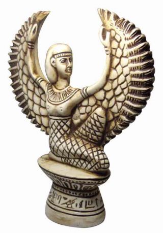 Egyptian Isis Wings Pharaoh Figurine Statue Ancient Hand Made 7.  2 " Sculpture 201