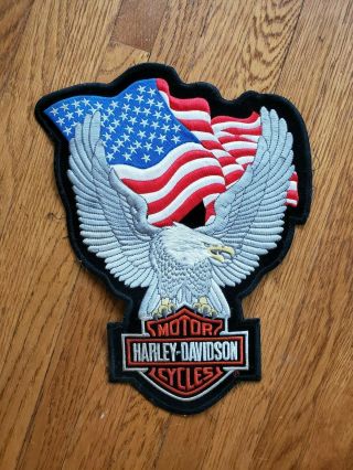 Large Harley Davidson Bar Shield Eagle American Flag Vest Patch Jacket